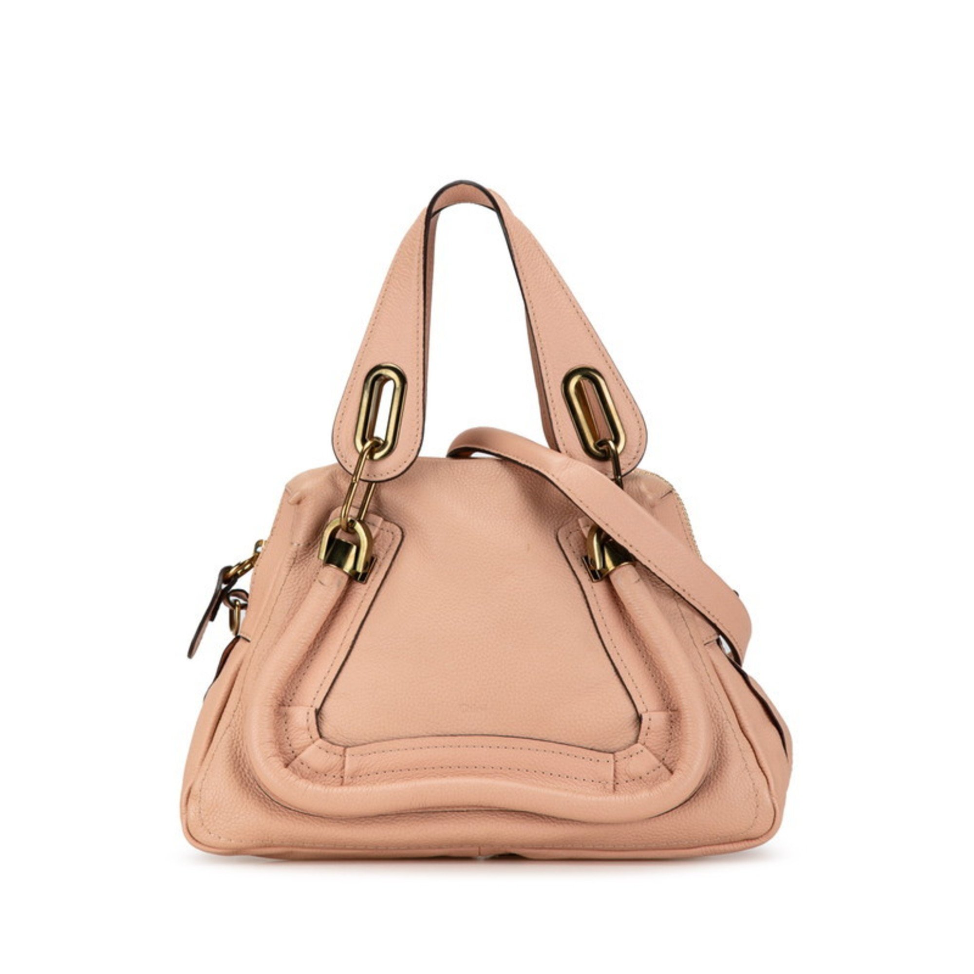 Chloé Chloe Paraty Small Handbag Shoulder Bag Pink Leather Women's