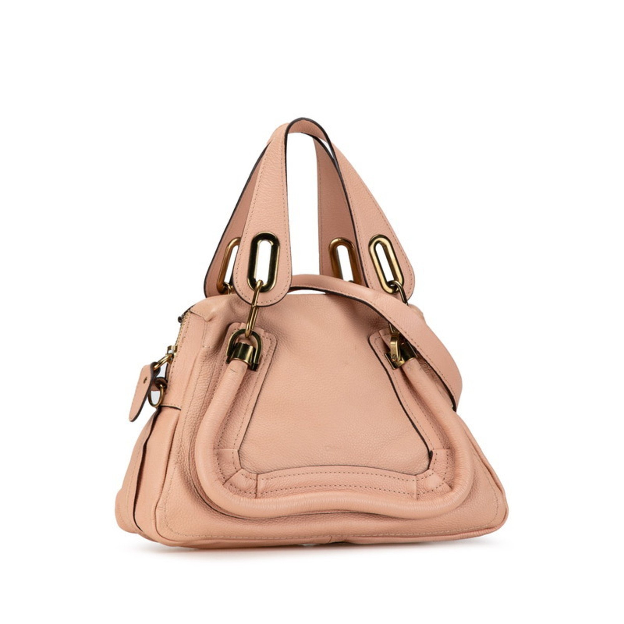 Chloé Chloe Paraty Small Handbag Shoulder Bag Pink Leather Women's