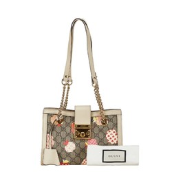 Gucci GG Small Padlock Apple Heart Print Chain Shoulder Bag 498156 Beige Black PVC Leather Women's GUCCI