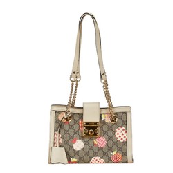 Gucci GG Small Padlock Apple Heart Print Chain Shoulder Bag 498156 Beige Black PVC Leather Women's GUCCI