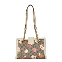 Gucci GG Small Padlock Apple Heart Print Chain Shoulder Bag 498156 Beige Black PVC Leather Women's GUCCI