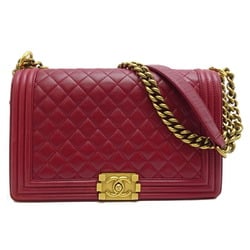 Chanel Boy Women's Shoulder Bag Lambskin Bordeaux (Red)