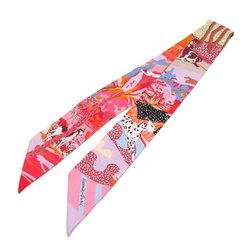 Hermes Twilly EN LIBERTE Women's Scarf Muffler 100% Silk Rose