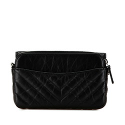 Chanel Chevron V-stitch Chain Shoulder Bag Black Lambskin Women's CHANEL