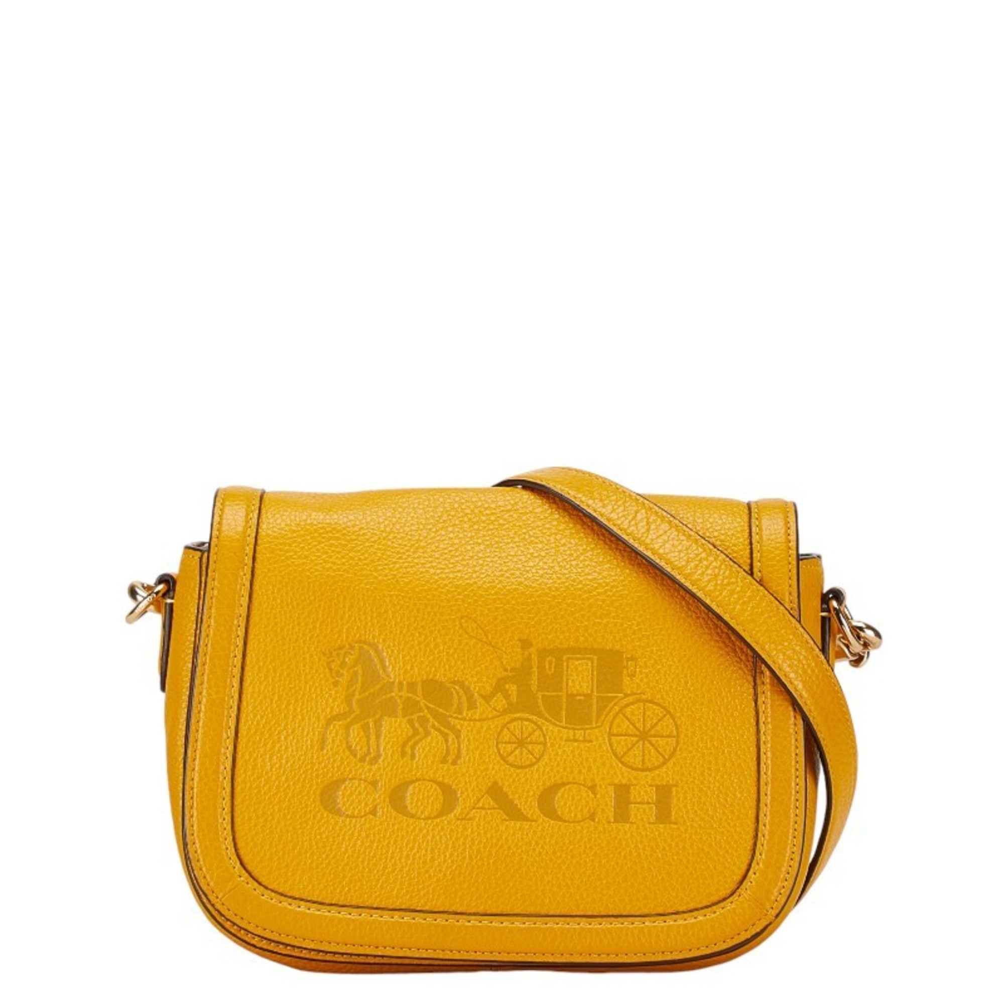 Coach Horse and Carriage Shoulder Bag C4058 Yellow Leather Women's COACH