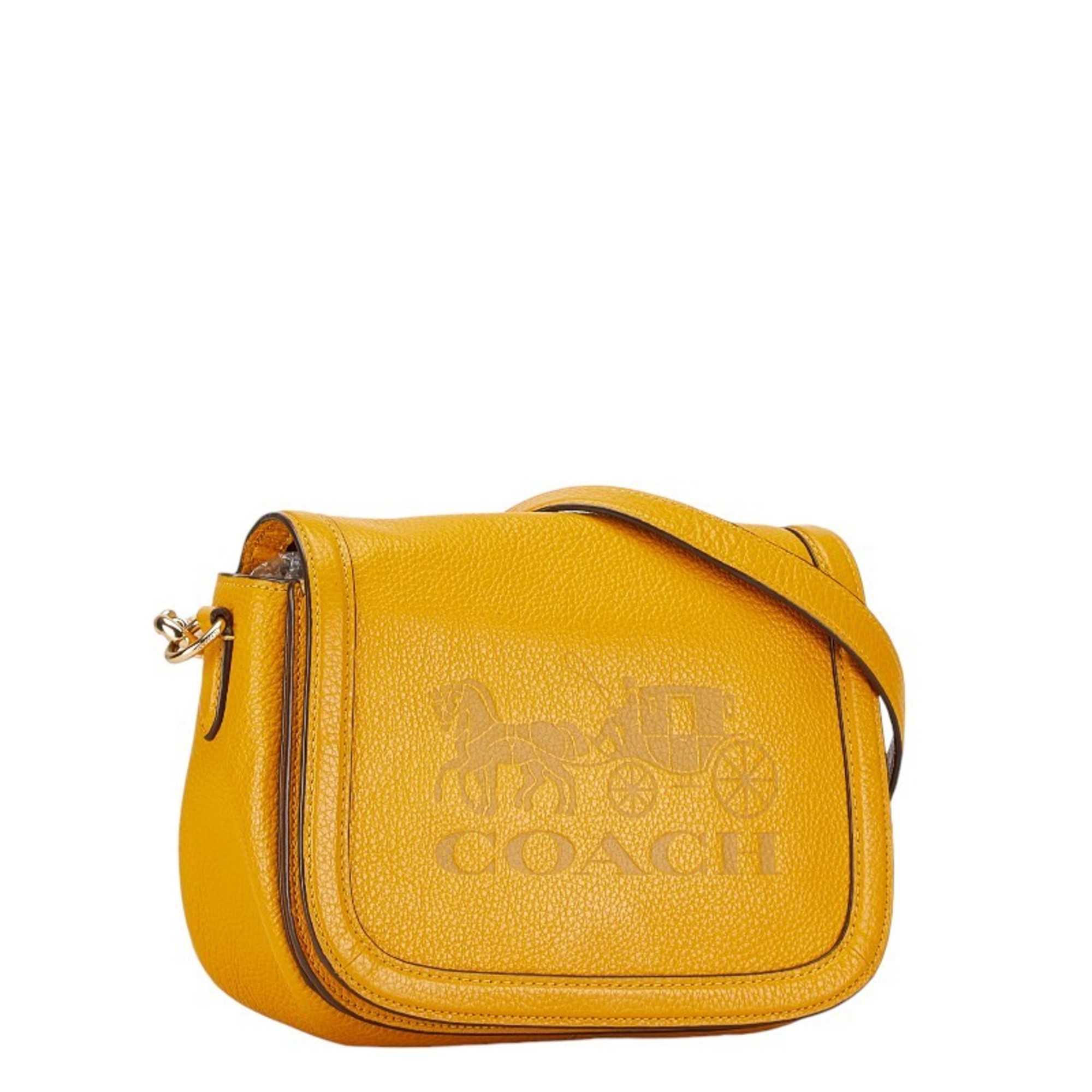 Coach Horse and Carriage Shoulder Bag C4058 Yellow Leather Women's COACH