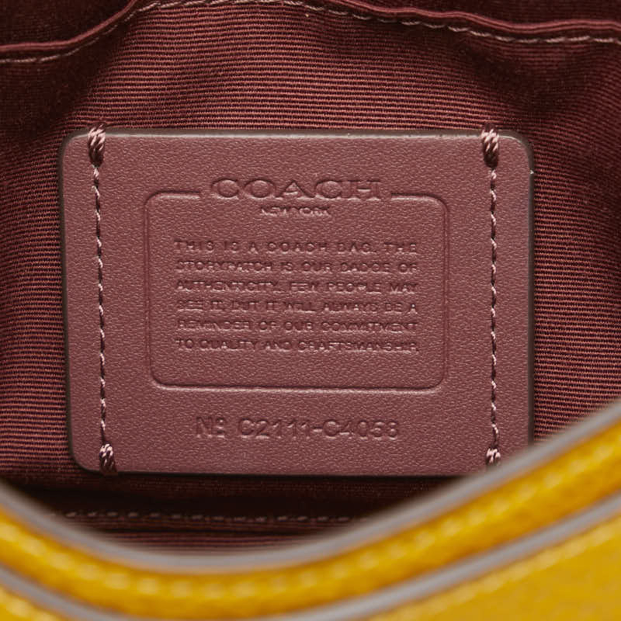 Coach Horse and Carriage Shoulder Bag C4058 Yellow Leather Women's COACH