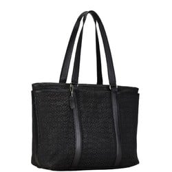 Coach Signature Handbag Tote Bag F77014 Black Canvas Leather Women's COACH