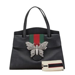 Gucci Totem Shelly Line Butterfly Jewel Rhinestone Handbag Shoulder Bag 505342 Black Leather Women's GUCCI