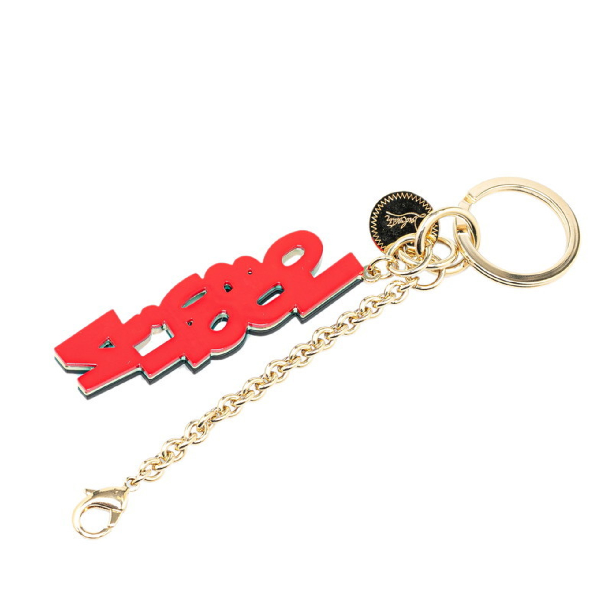 Christian Louboutin Bag Charm Keychain Black Gold Red Plated Plastic Women's