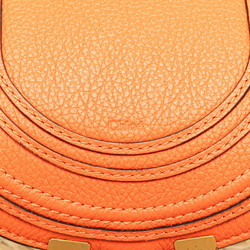 Chloé Chloe Marcie Small Shoulder Bag Bucket Beige Orange Raffia Leather Women's