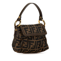 FENDI ZUCCA CHEF BAG HANDBAG BROWN CANVAS LEATHER WOMEN'S