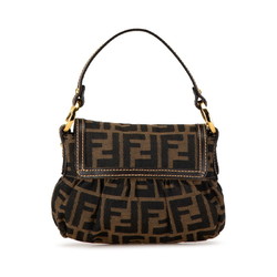 FENDI ZUCCA CHEF BAG HANDBAG BROWN CANVAS LEATHER WOMEN'S