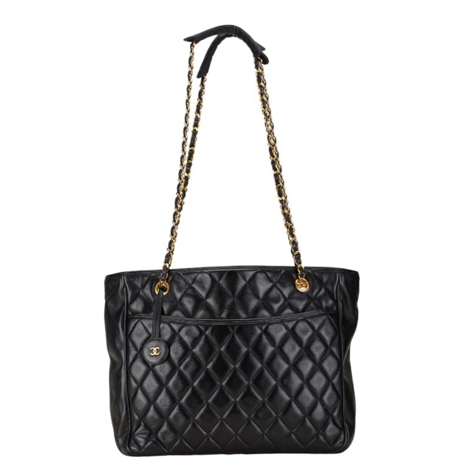 Chanel Matelasse Tote Bag Handbag Black Leather Women's CHANEL