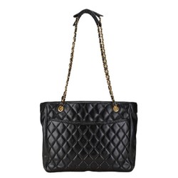 Chanel Matelasse Tote Bag Handbag Black Leather Women's CHANEL