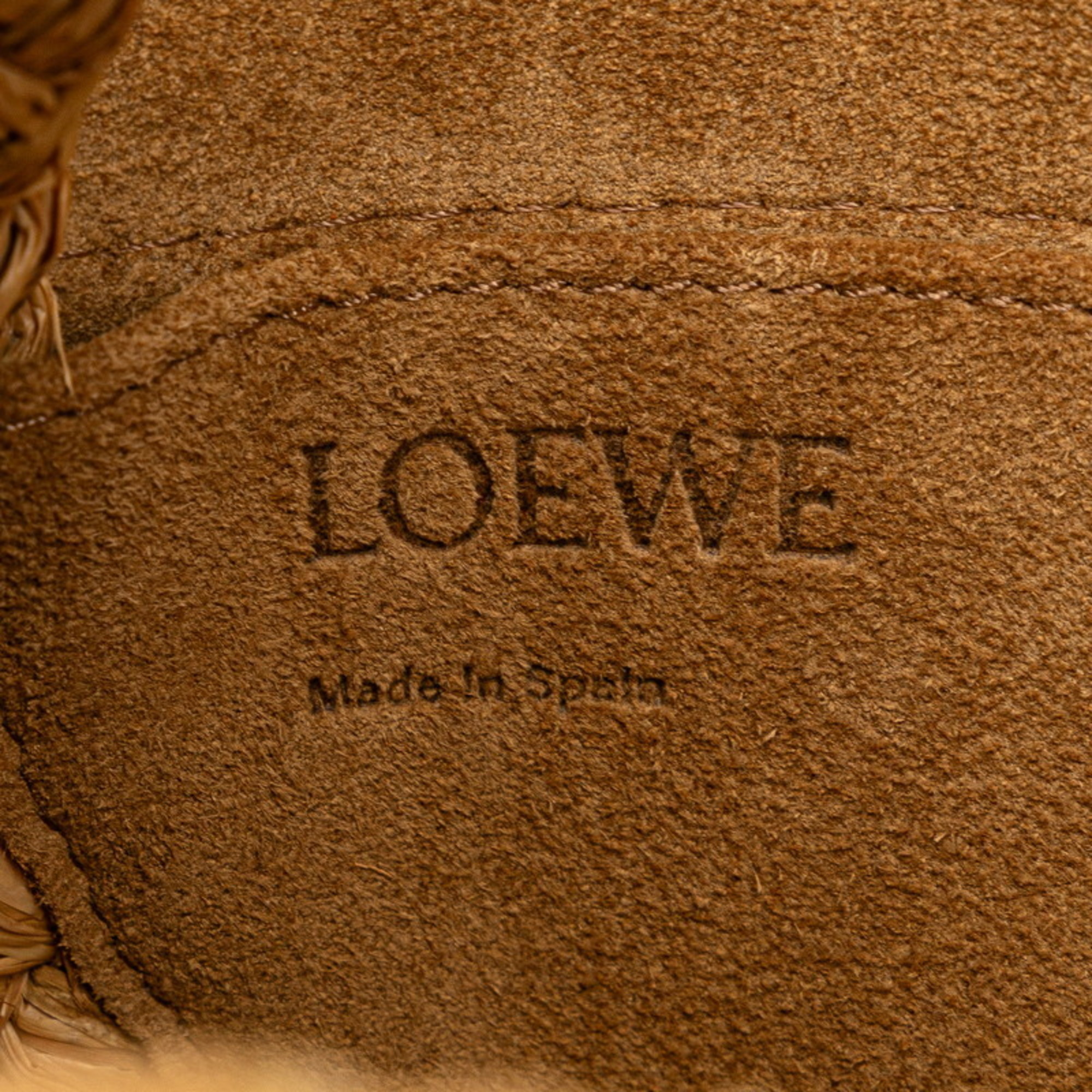 LOEWE Anagram Gate Bag Shoulder 061851 Orange Beige Raffia Leather Women's