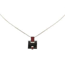 Hermes H motif Eileen necklace silver wine red metal women's HERMES