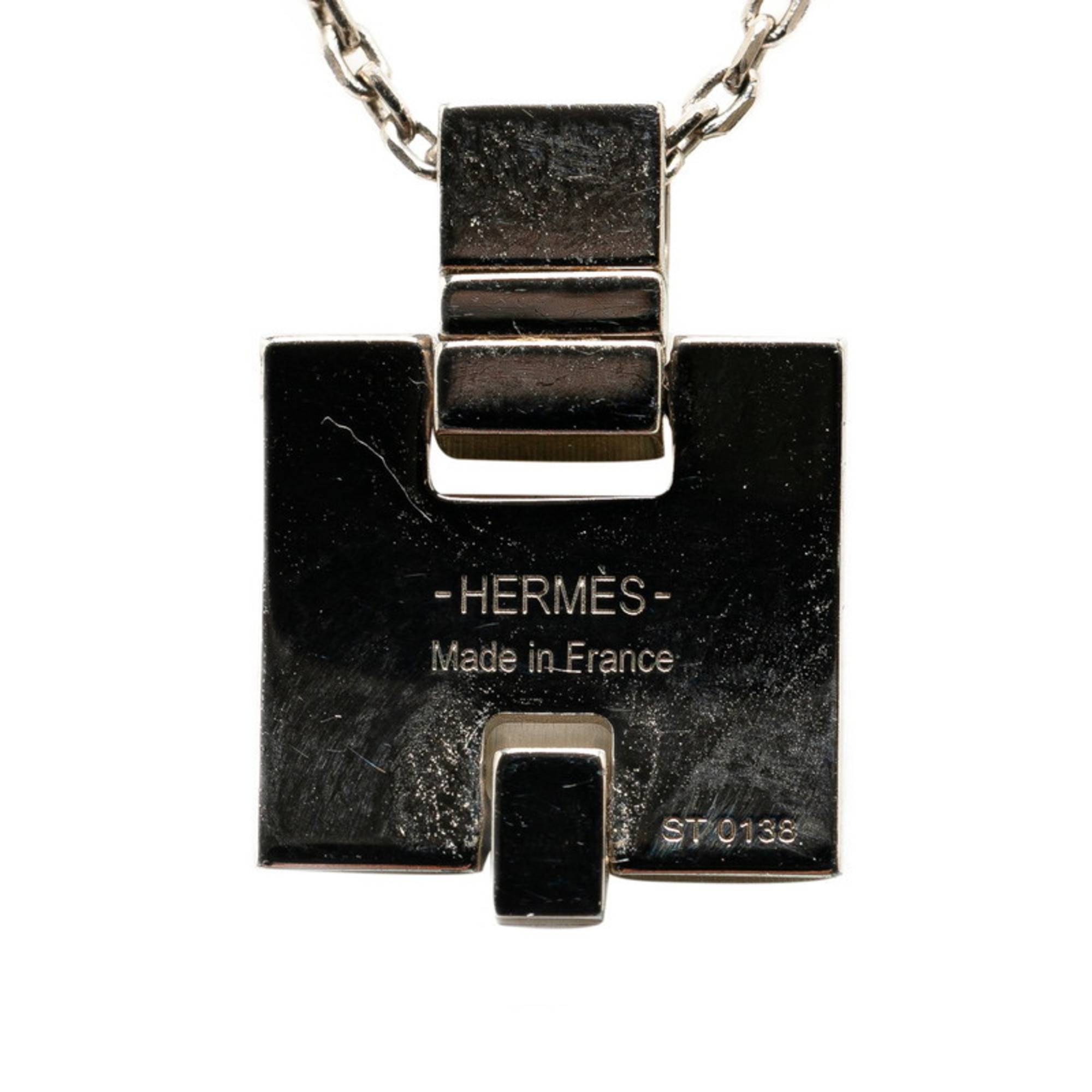 Hermes H motif Eileen necklace silver wine red metal women's HERMES