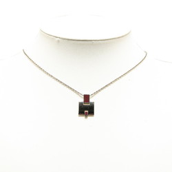 Hermes H motif Eileen necklace silver wine red metal women's HERMES