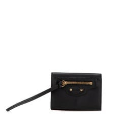 Balenciaga Neo Classic Wallet Tri-fold 640107 Black Leather Women's BALENCIAGA