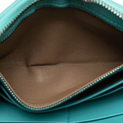 Bottega Veneta Intrecciato Round Long Wallet Light Blue Green Leather Women's BOTTEGAVENETA