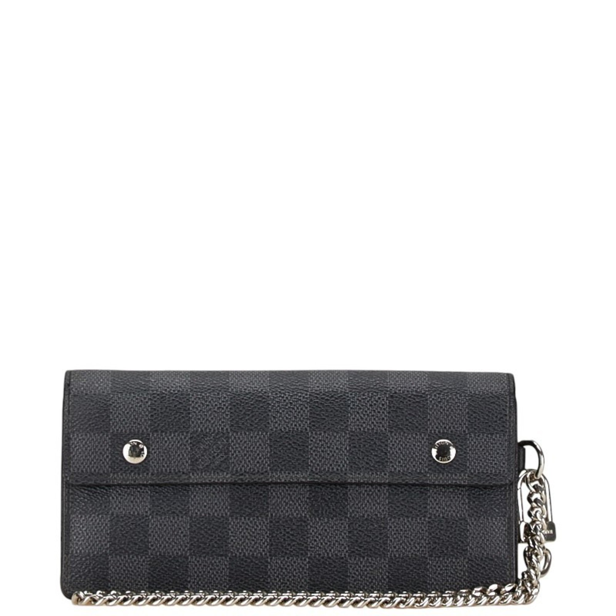 Louis Vuitton Damier Accordion Long Wallet N60023 Black PVC Leather Women's LOUIS VUITTON