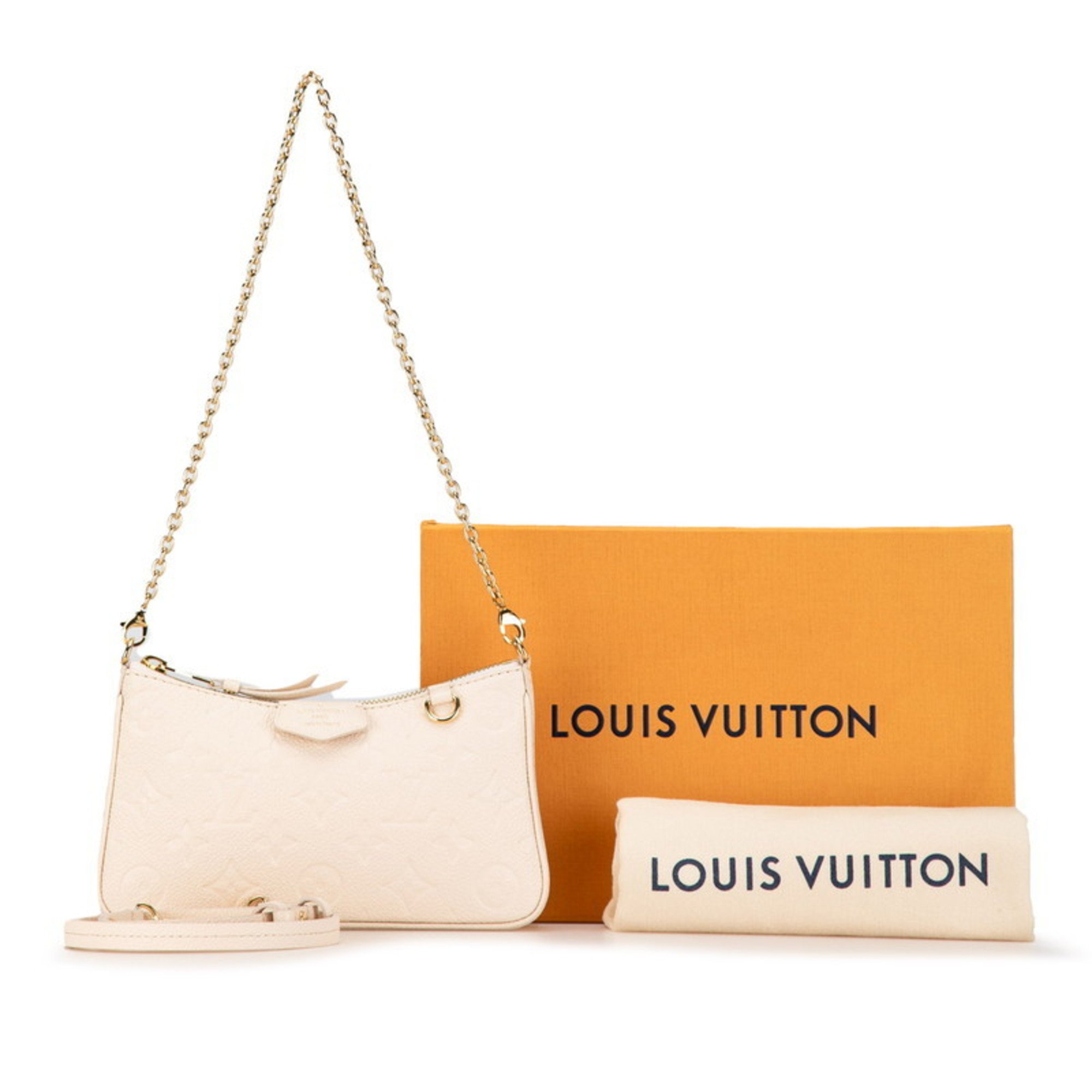 Louis Vuitton Monogram Empreinte Easy Pouch Handbag Shoulder Bag M81066 Crème White Leather Women's LOUIS VUITTON