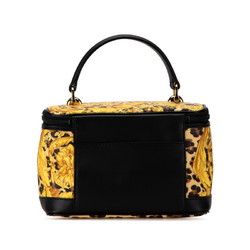 Versace Sunburst Vanity Bag Yellow Black PVC Leather Women's VERSACE