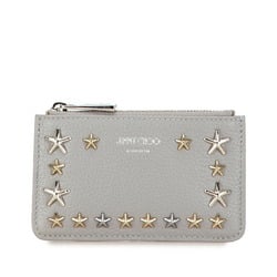 Jimmy Choo Star Studs Coin Case, Grey Leather, Women's JIMMY CHOO