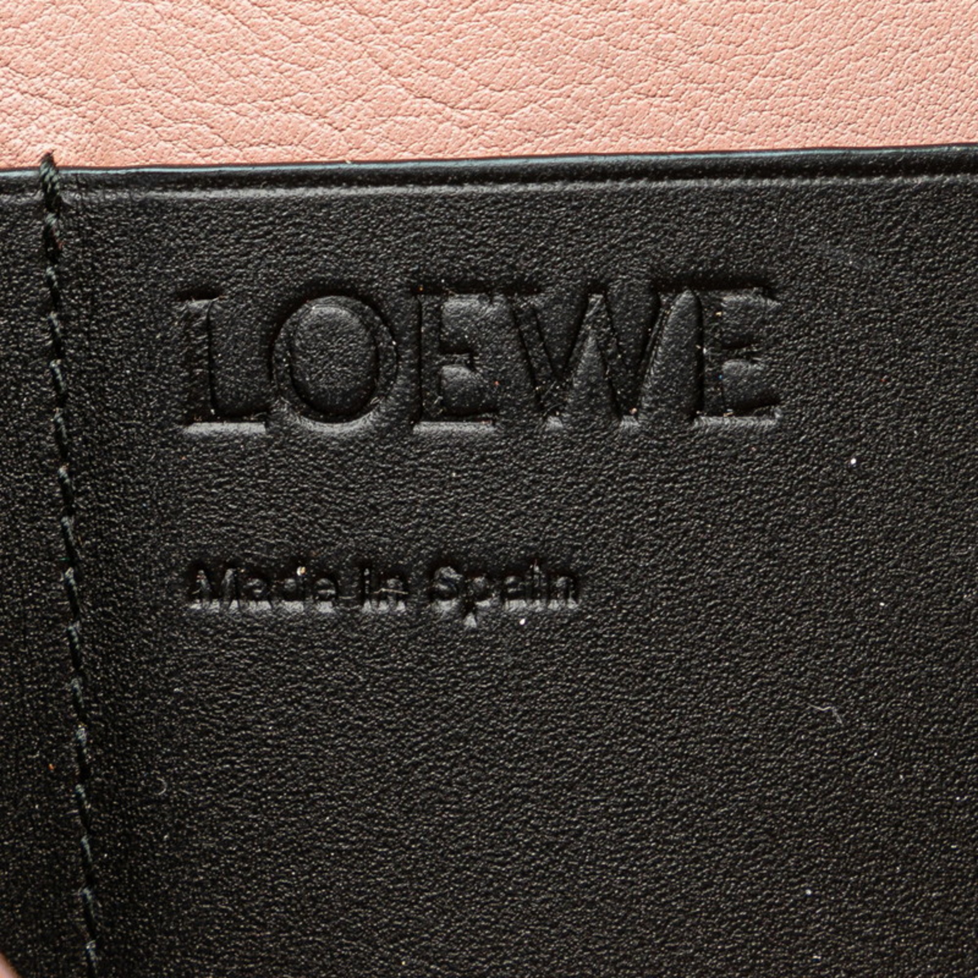 LOEWE Anagram Tri-fold Wallet Compact Pink Leather Women's