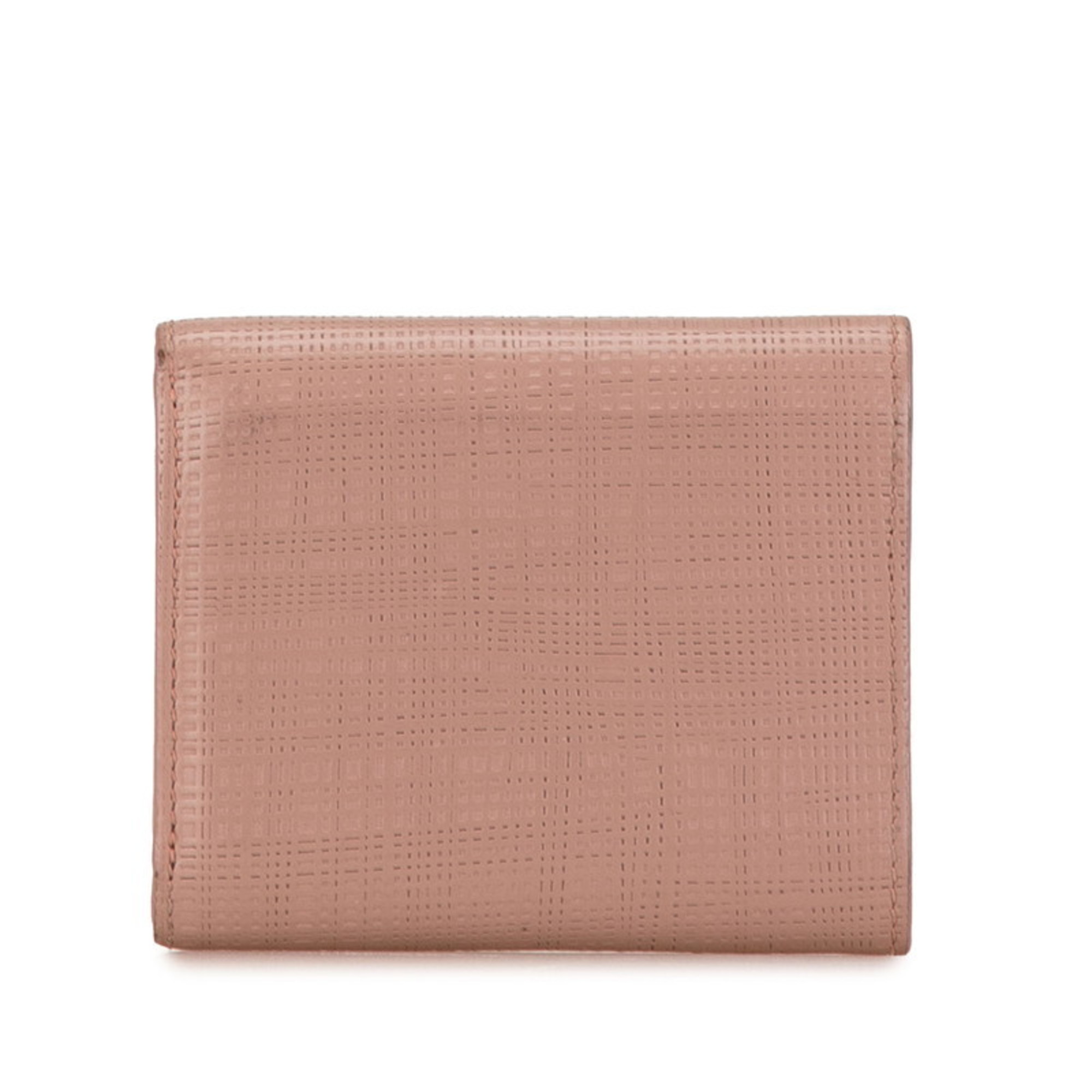 LOEWE Anagram Tri-fold Wallet Compact Pink Leather Women's