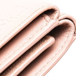 LOEWE Anagram Tri-fold Wallet Compact Pink Leather Women's