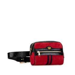 Gucci Web Ophidia Sherry Line Waist Bag Belt 517076 Red Black Suede Patent Leather Women's GUCCI