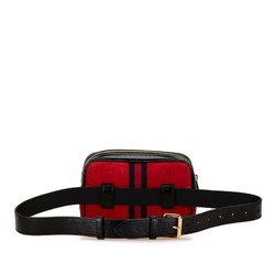 Gucci Web Ophidia Sherry Line Waist Bag Belt 517076 Red Black Suede Patent Leather Women's GUCCI