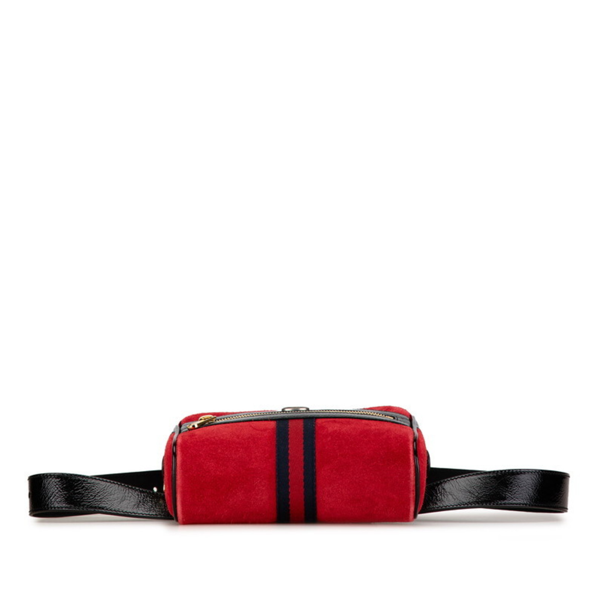 Gucci Web Ophidia Sherry Line Waist Bag Belt 517076 Red Black Suede Patent Leather Women's GUCCI