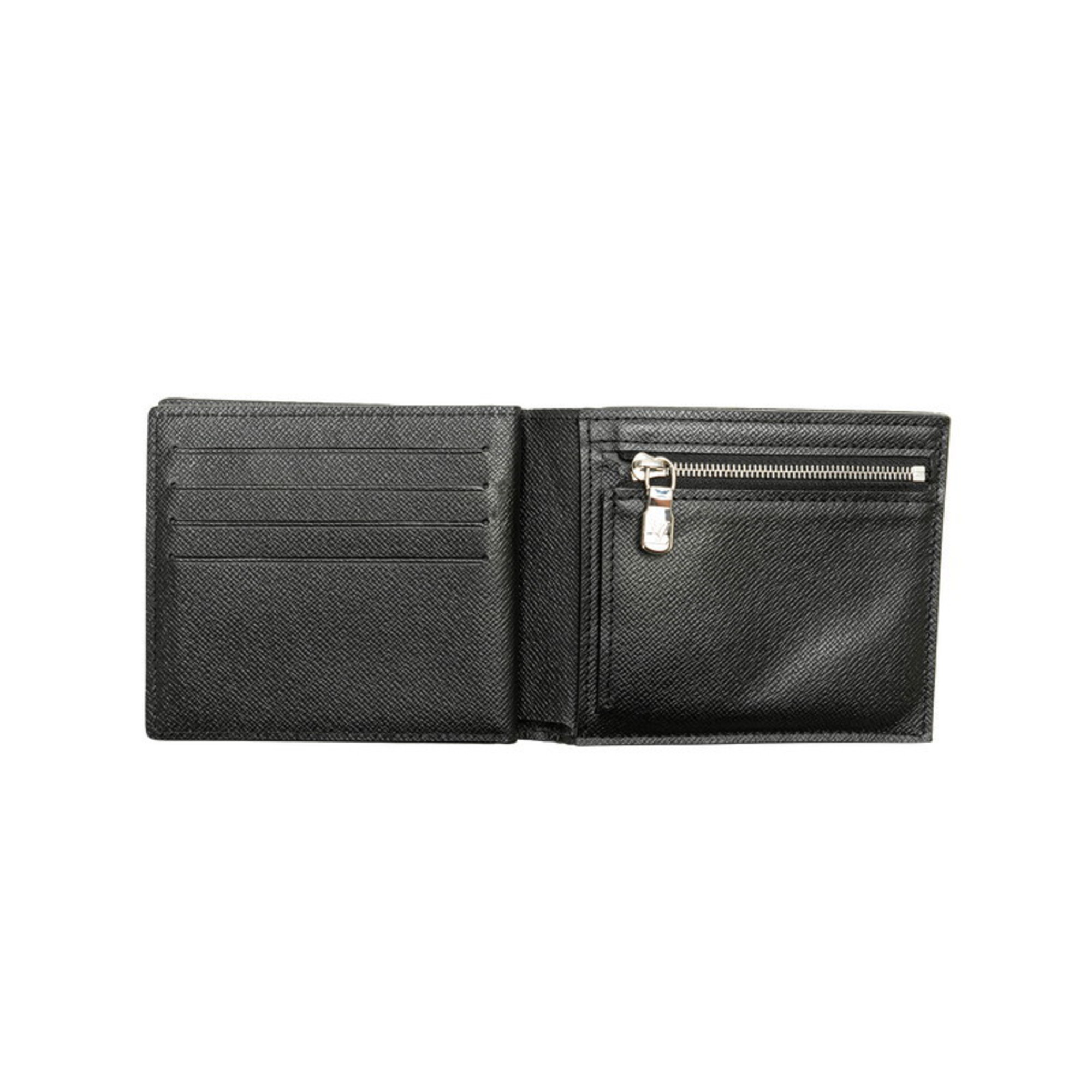 Louis Vuitton Taiga Portefeuille Amerigo NM Bi-fold Wallet M62045 Ardoise Black Leather Women's LOUIS VUITTON