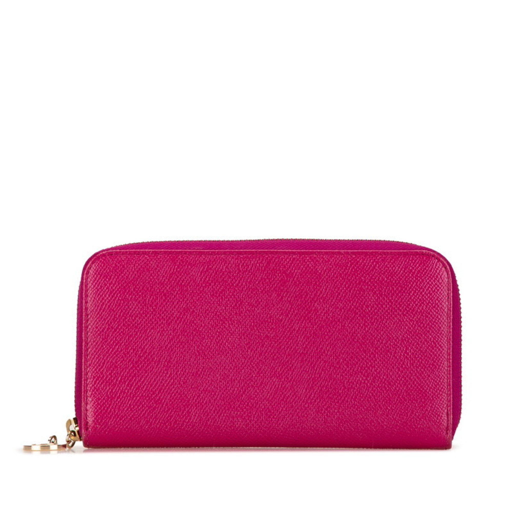 BVLGARI Round Long Wallet 280567 Pink Leather Women's