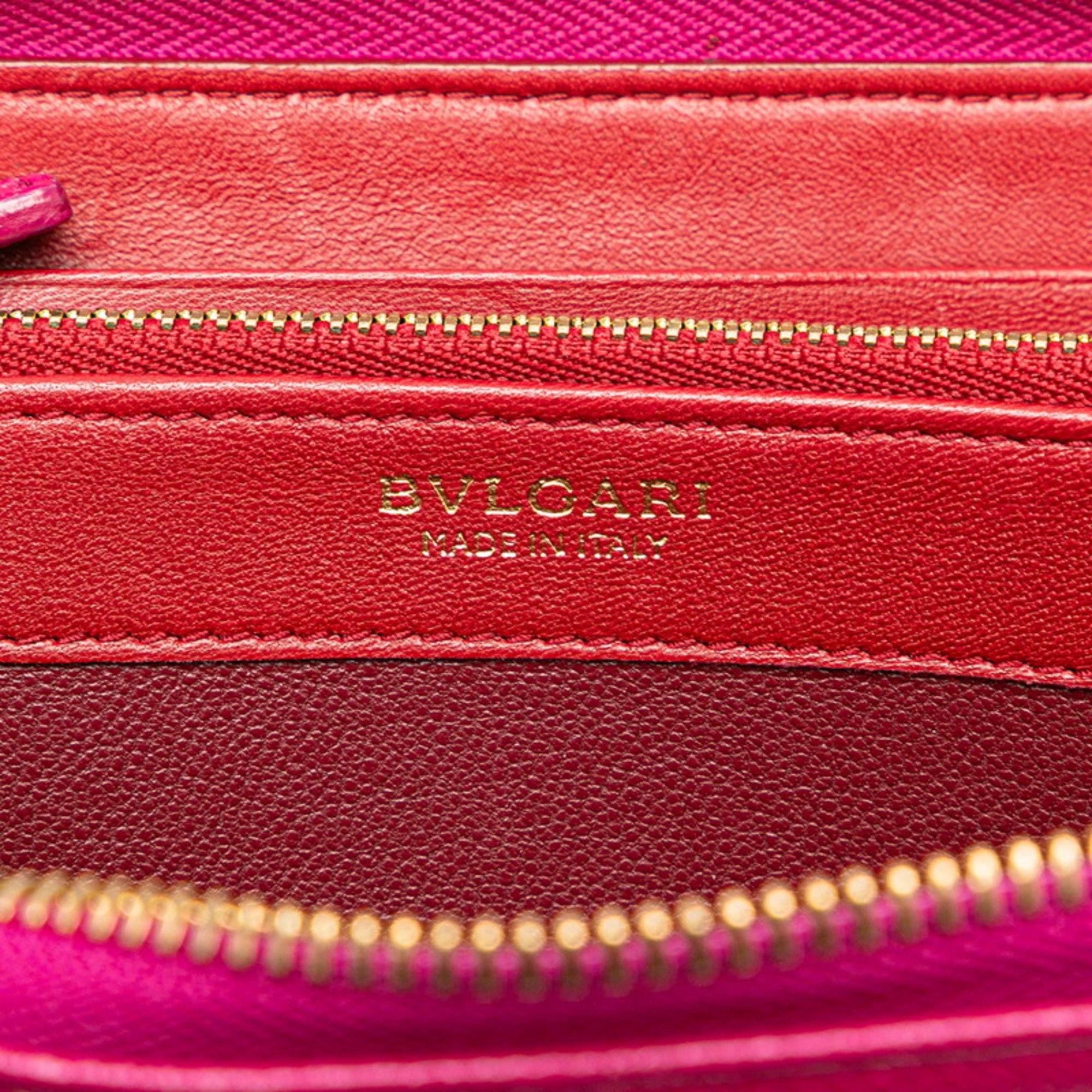 BVLGARI Round Long Wallet 280567 Pink Leather Women's