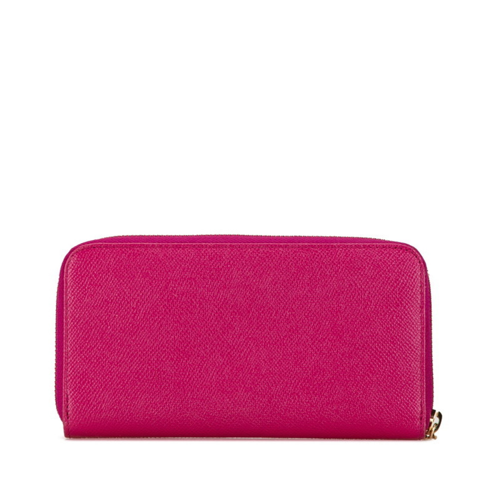 BVLGARI Round Long Wallet 280567 Pink Leather Women's