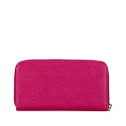 BVLGARI Round Long Wallet 280567 Pink Leather Women's