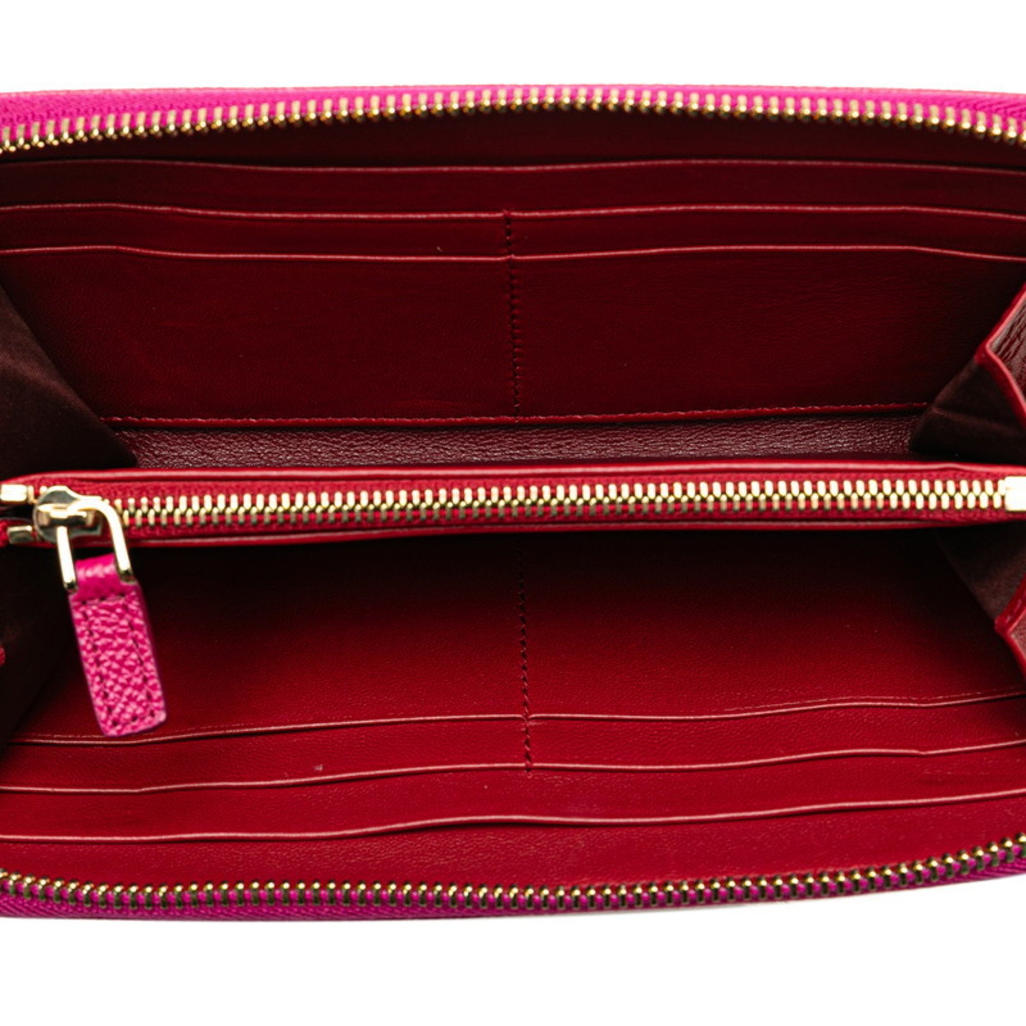 BVLGARI Round Long Wallet 280567 Pink Leather Women's