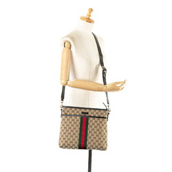 Gucci GG Canvas Sherry Line Shoulder Bag 388926 Beige Black Leather Women's GUCCI