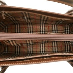 Burberry Nova Check Shadow Horse Handbag Tote Bag Brown Leather Women's BURBERRY