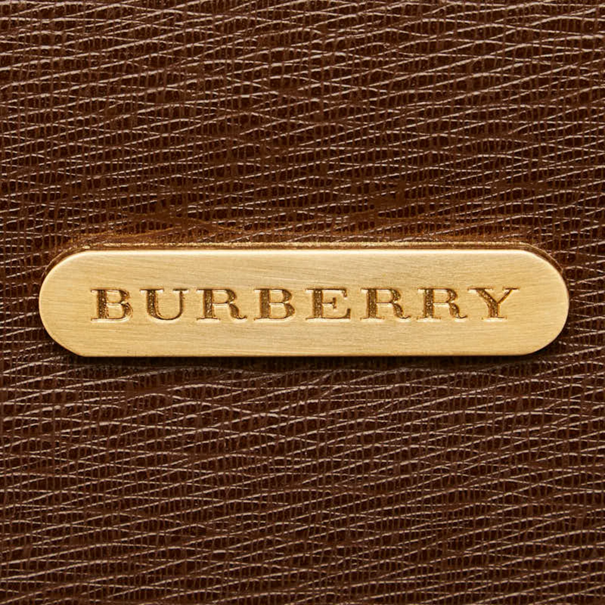 Burberry Nova Check Shadow Horse Handbag Tote Bag Brown Leather Women's BURBERRY