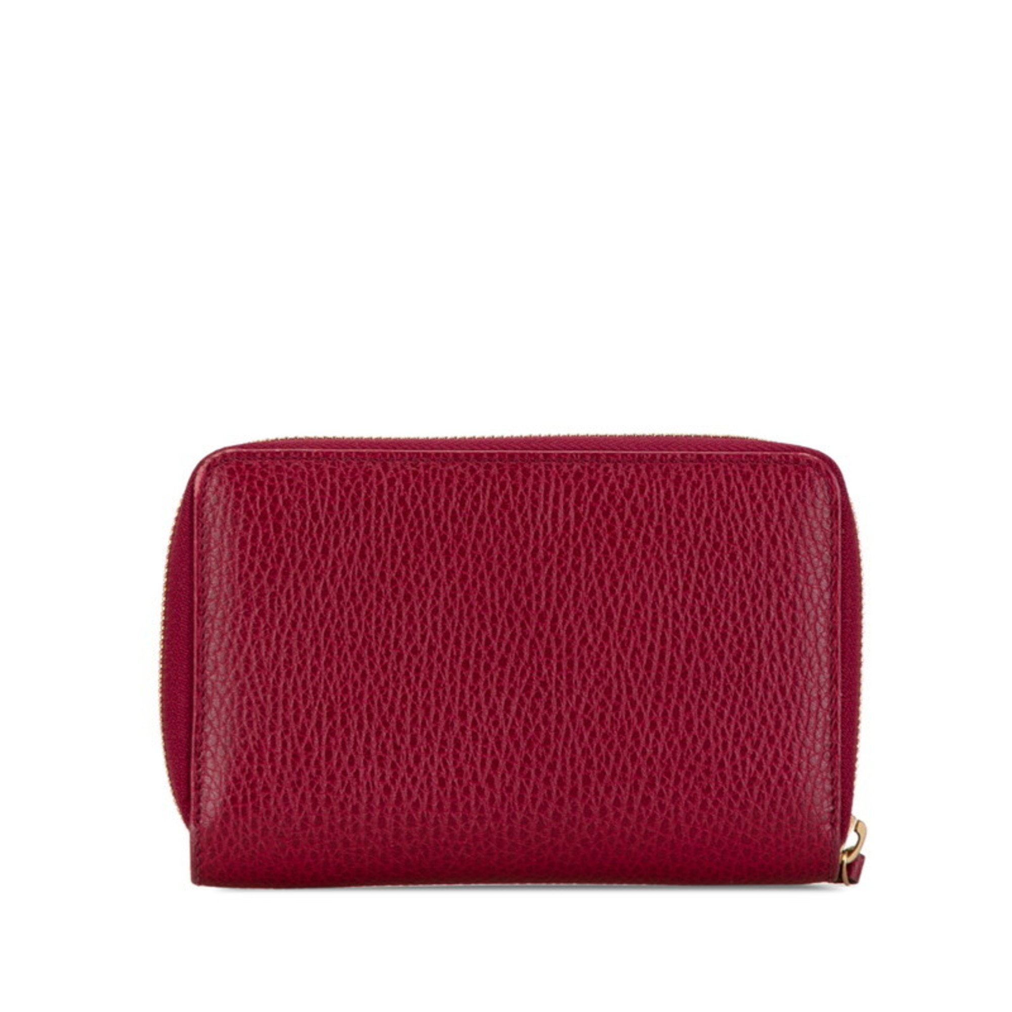 Gucci Round Long Wallet 420113 Wine Red Leather Women's GUCCI