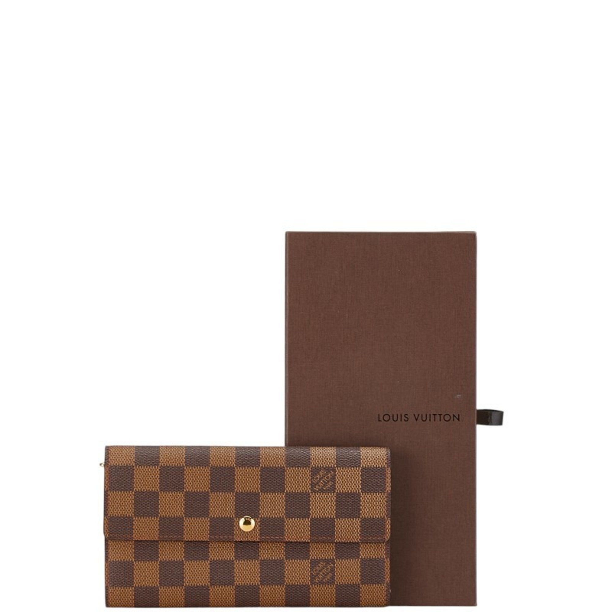 Louis Vuitton Damier Portefeuille Sarah Long Wallet N61734 Brown PVC Leather Women's LOUIS VUITTON