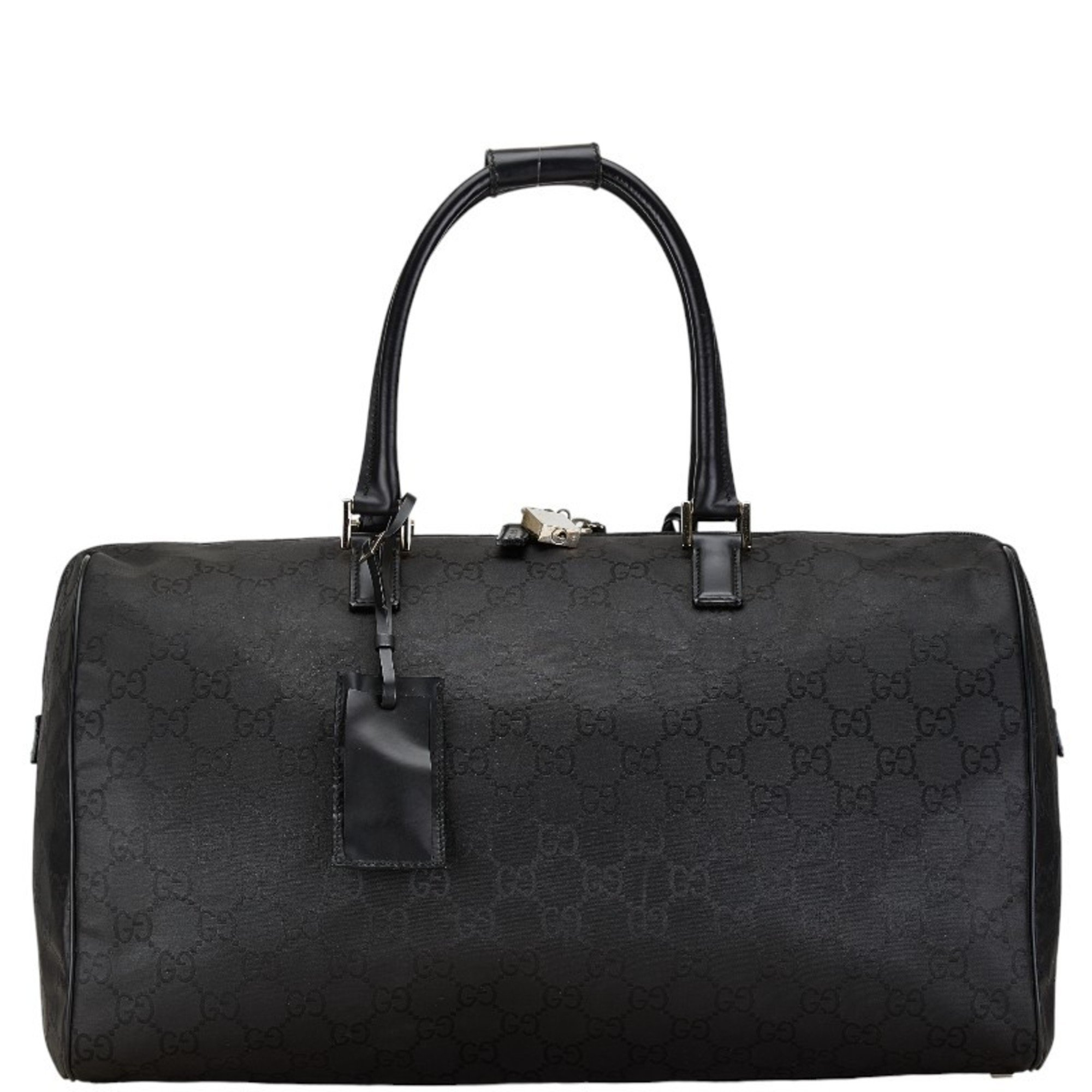 Gucci GG Nylon Boston Bag Travel 012 0383 08 001998 Black Leather Women's GUCCI