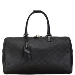 Gucci GG Nylon Boston Bag Travel 012 0383 08 001998 Black Leather Women's GUCCI