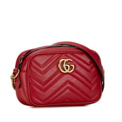 Gucci GG Marmont Shoulder Bag 447632 Red Leather Women's GUCCI