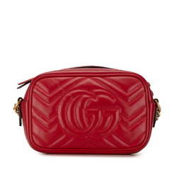 Gucci GG Marmont Shoulder Bag 447632 Red Leather Women's GUCCI